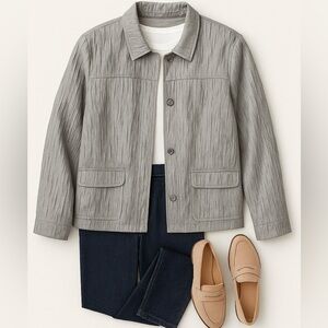 NWT Textured Gray Jacket – Plus Size 18 – Lightweight & Versatile